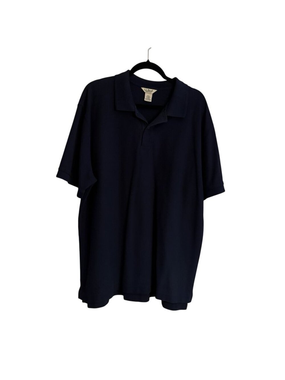 LL Bean Men SZ XL - Reg Navy Blue Wrinkle Resistant Double L Polo S/Sleeve Shirt